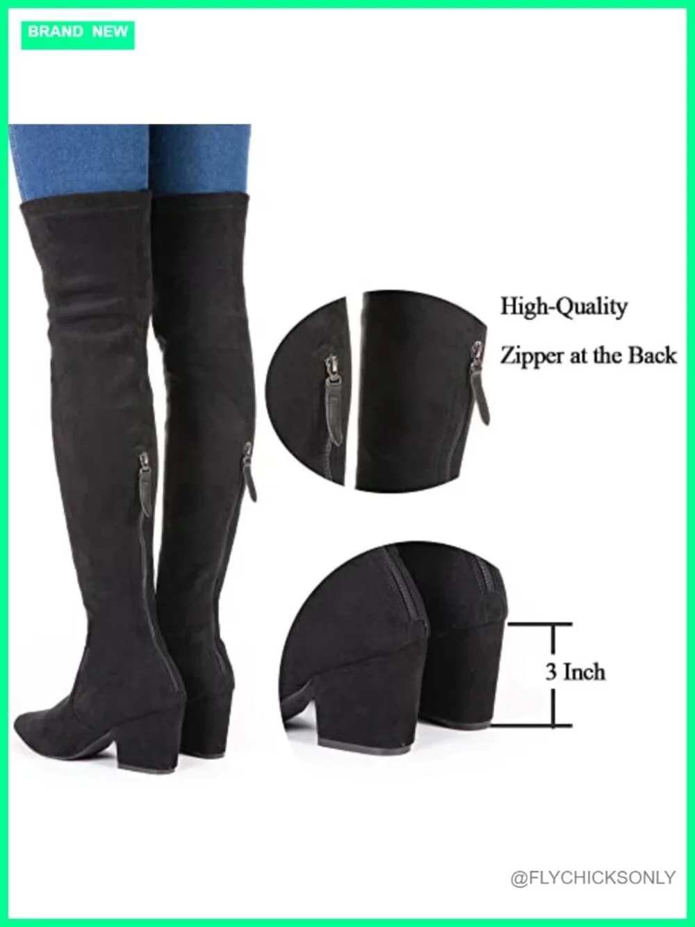 Thigh High Block Heel Over The Knee Suede Boots Pointed Toe